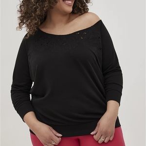 Torrid Elegant Black Lace Sweatshirt